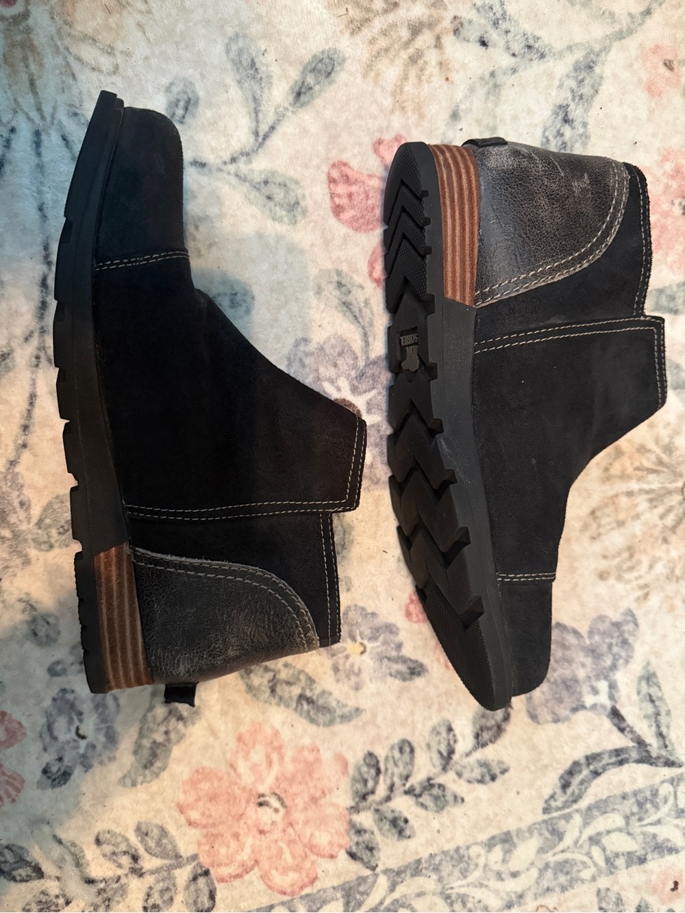 Sorel Major Low Boots Black Leather Suede Zip Ankle Booties Size 9.5